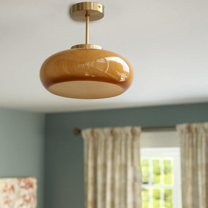 Vintage Brass Semi-Flush Ceiling Light