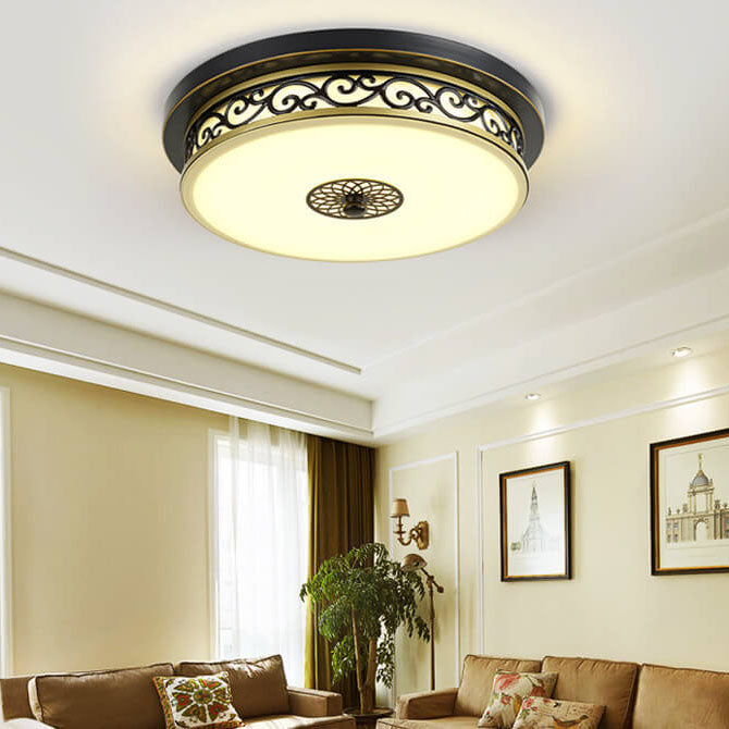 Vintage Iron LED Flush Mount Ceiling Light
