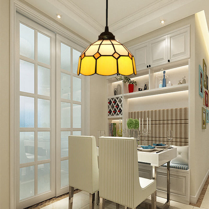 Tiffany Traditional Round Glass Pendant Light