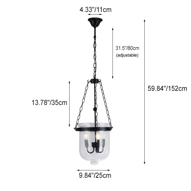 Traditional Round Glass 3-Light Chandelier