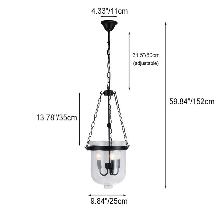 Traditional Round Glass 3-Light Chandelier