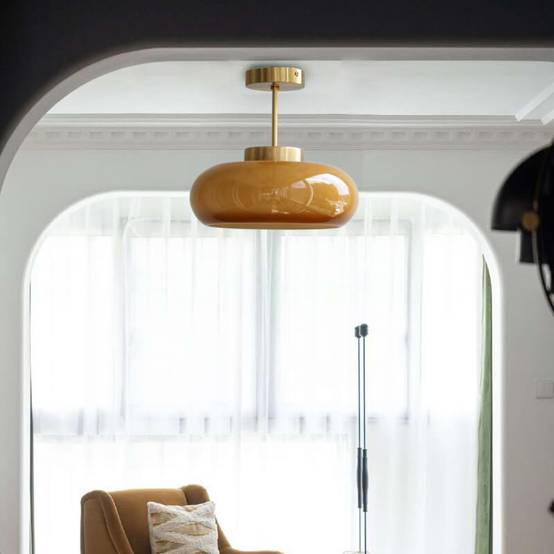 Vintage Brass Semi-Flush Ceiling Light