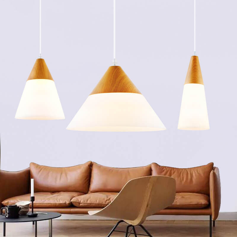 Wood Nordic Glass Pendant Light