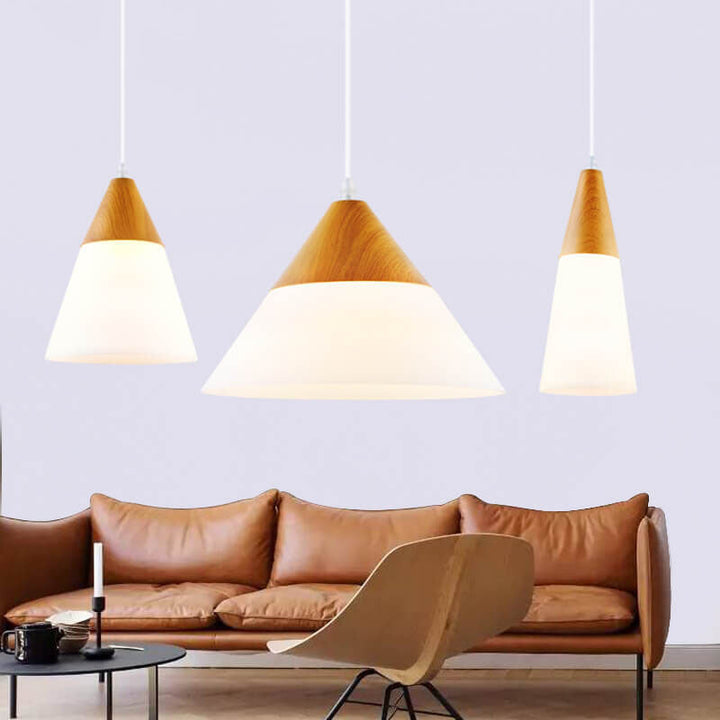 Wood Nordic Glass Pendant Light