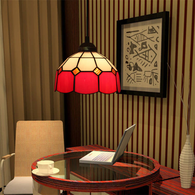 Tiffany Traditional Round Glass Pendant Light