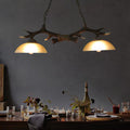 Vintage Resin Antler Glass Bowl Shade 2-Light Chandelier