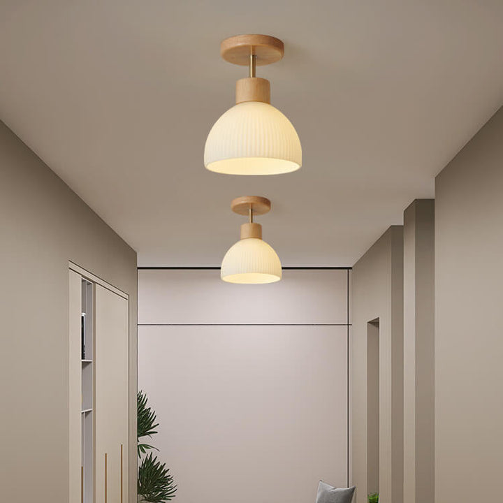 Nordic Round Glass Semi-Flush Ceiling Light