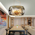 Modern Glass Shade Crystal Hanging 6-Light Chandelier