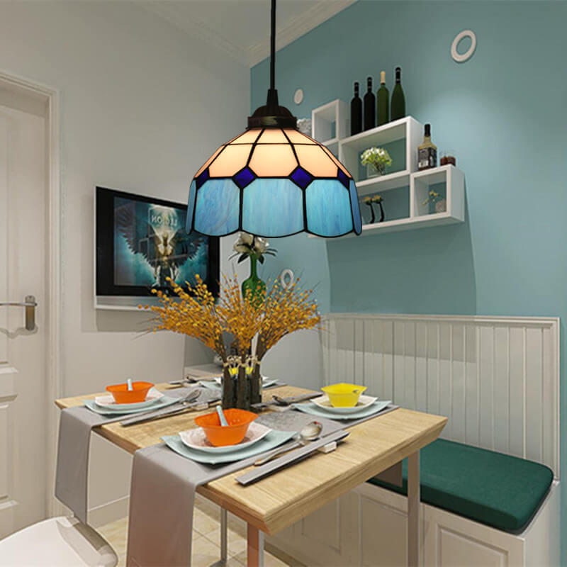 Tiffany Traditional Round Glass Pendant Light