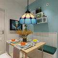 Traditional Tiffany Stained Glass Iron Dome Shade Round 1-Light Pendant Light for Living Room