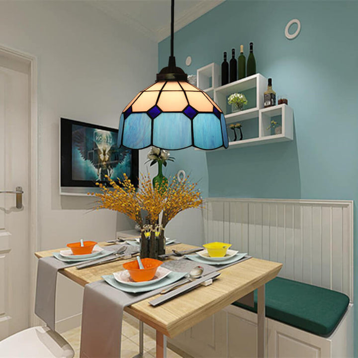 Tiffany Traditional Round Glass Pendant Light