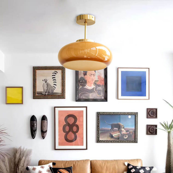 Vintage Brass Semi-Flush Ceiling Light