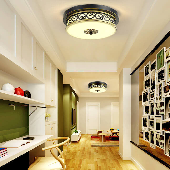 Vintage Iron LED Flush Mount Ceiling Light