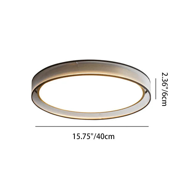 Contemporary Nordic Round Gauze Fabric Copper Acrylic LED Flush Mount Ceiling Light For Living Room & Bedroom
