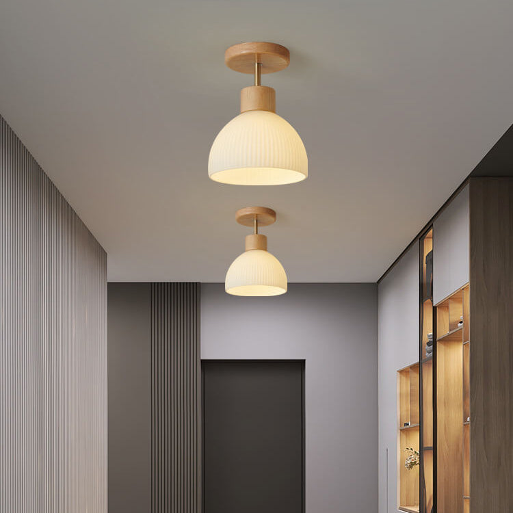 Nordic Round Glass Semi-Flush Ceiling Light