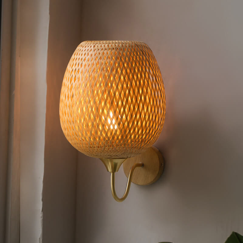 Modern Round Bamboo Wall Sconce