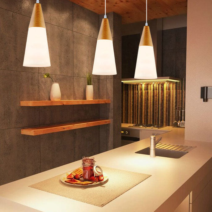 Wood Nordic Glass Pendant Light