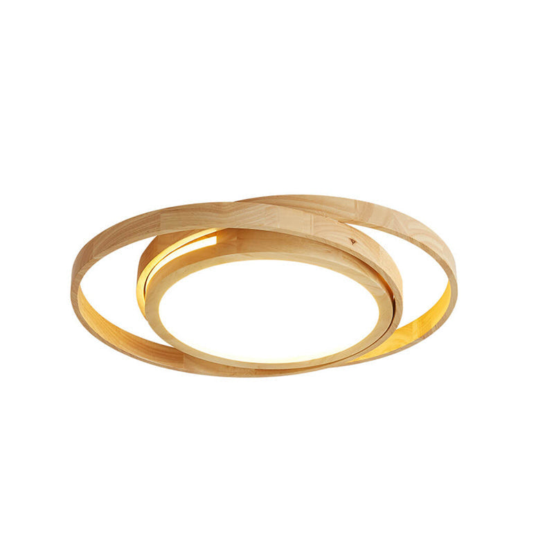 Minimalist Ring Wooden LED Flush Mount Ceiling Light