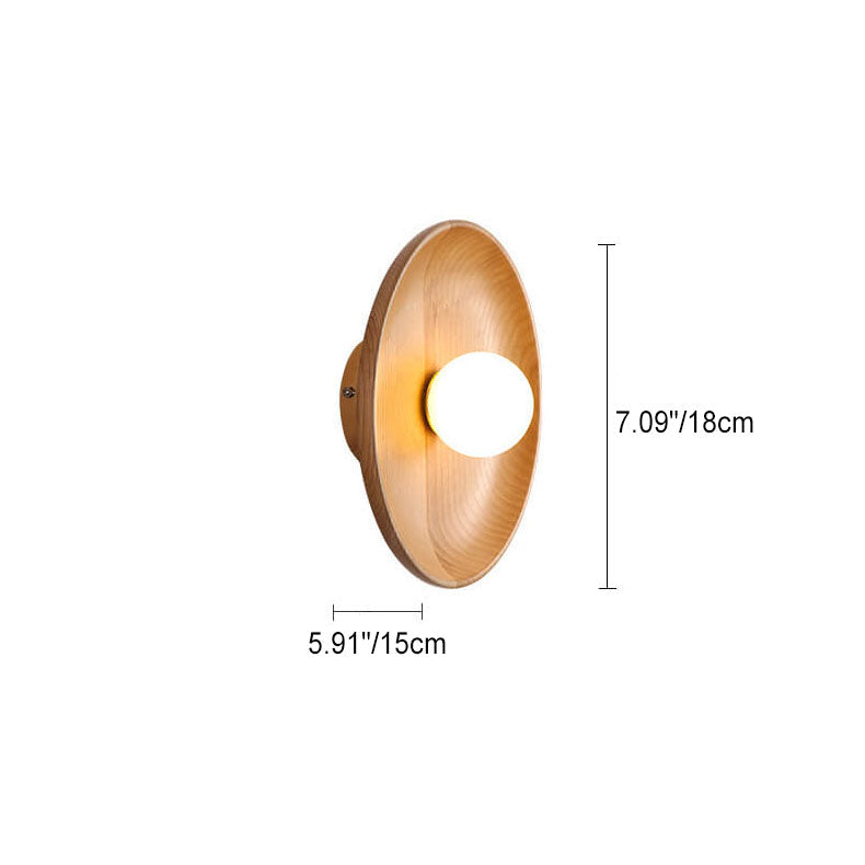 Minimalist Round Solid Wood Wall Sconce