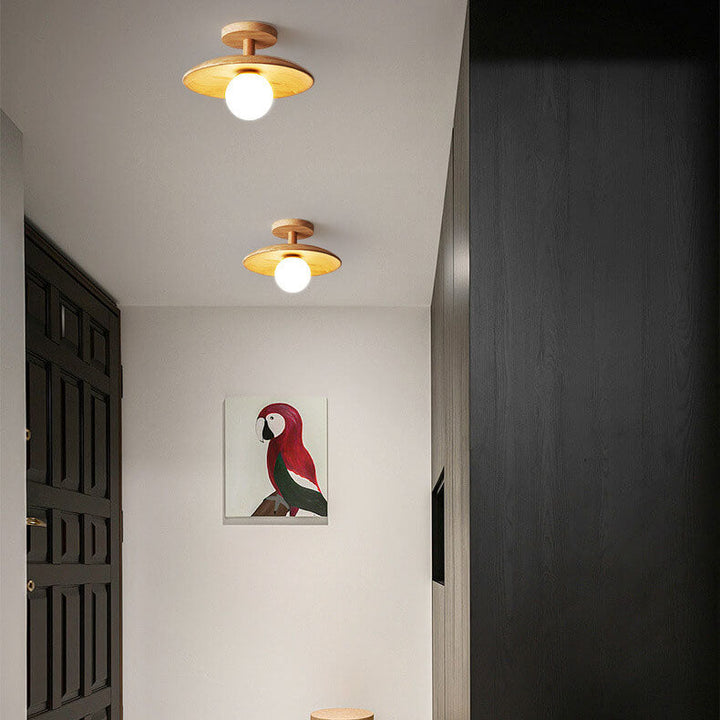 Nordic Dome Wooden Semi-Flush Ceiling Light