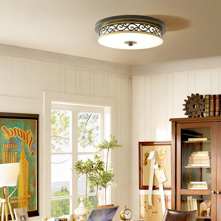 Vintage Iron LED Flush Mount Ceiling Light