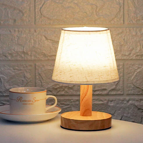 Vintage Drum Linen LED Table Lamp