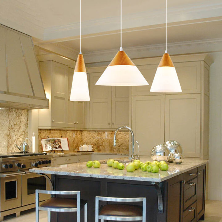Wood Nordic Glass Pendant Light