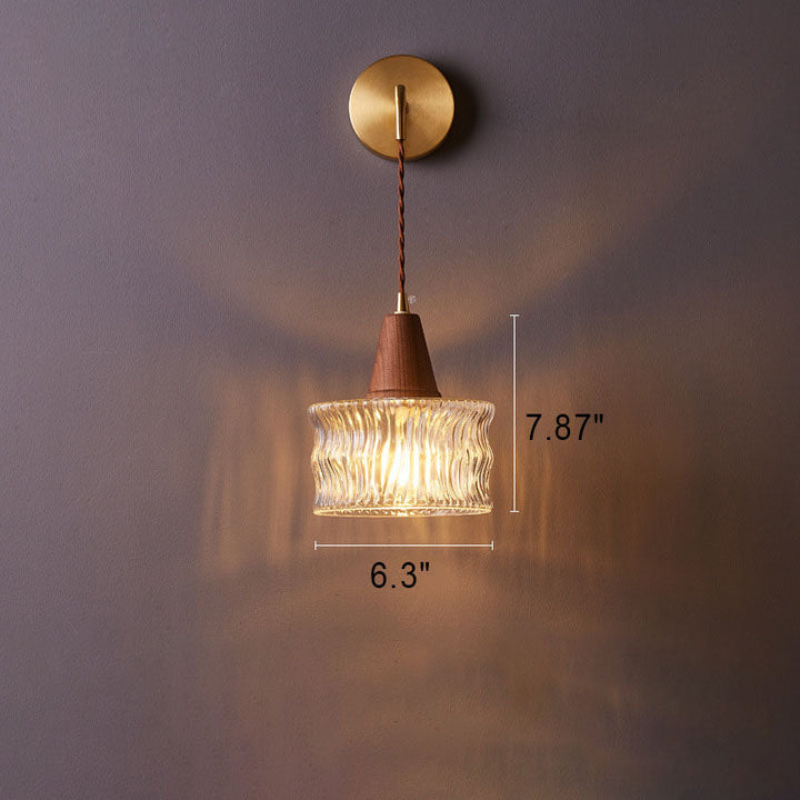 Traditional Cylinder Walnut Wall Sconce