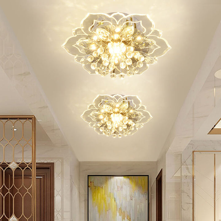 Modern Flower Crystal LED Flush Mount Ceiling Light