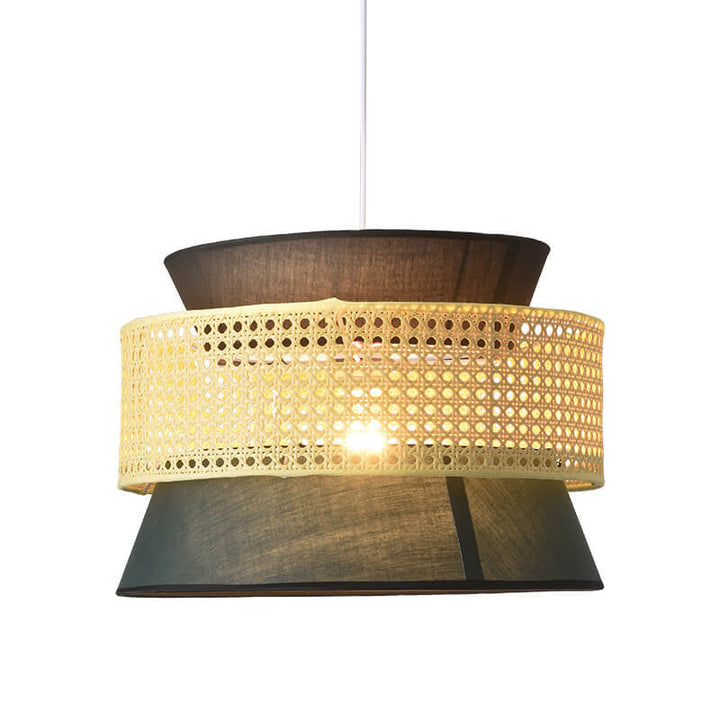 Modern Drum Rattan Pendant Light