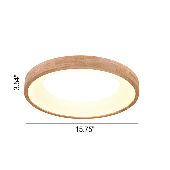 Minimalist Round Wood LED Flush Mount Ceiling Light
