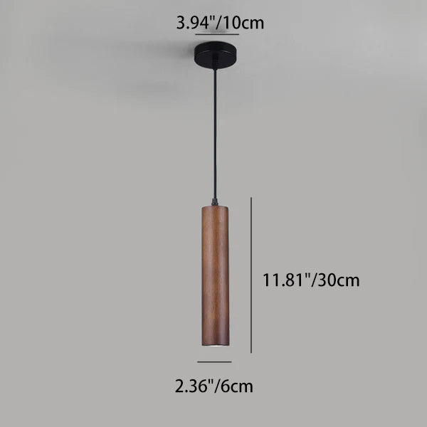 Minimalist Cylinder Wood LED Pendant Light