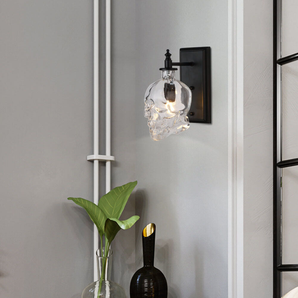 Skull Contemporary Round Glass Wall Sconce