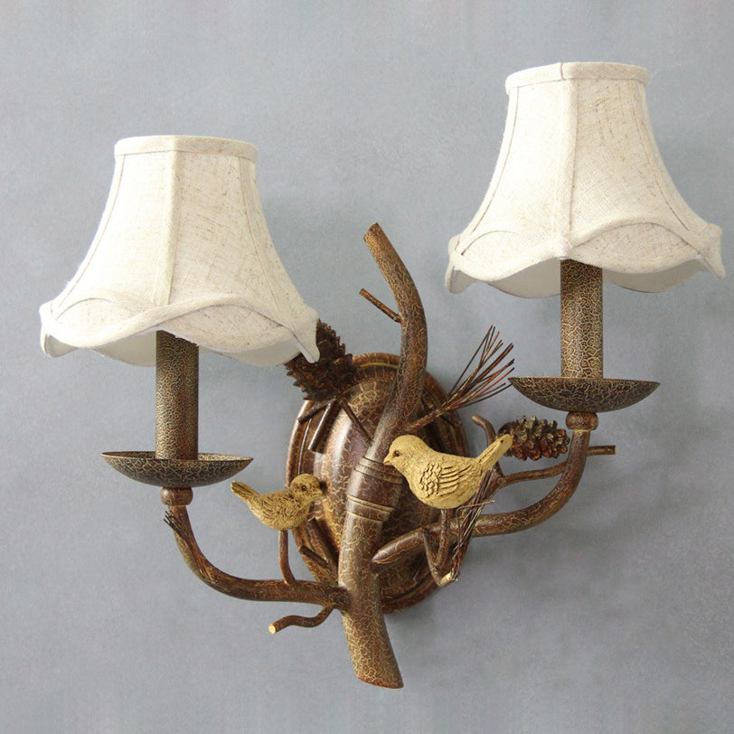 Vintage Fabric 2-Light Wall Sconce