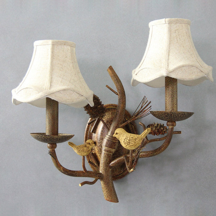 Vintage Fabric 2-Light Wall Sconce
