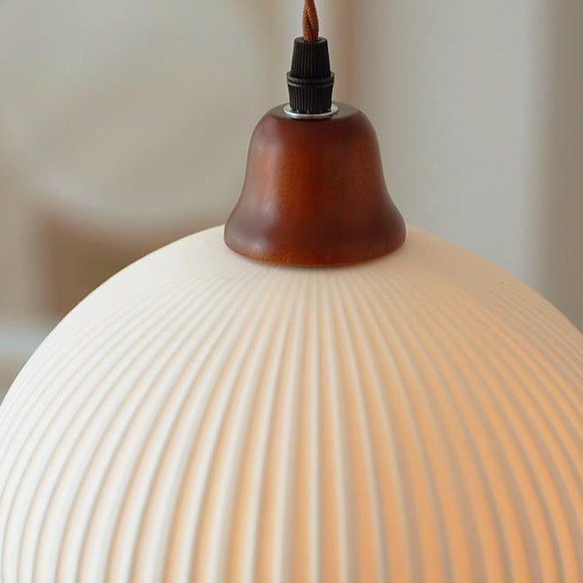 Traditional Round Solid Wood Pendant Light