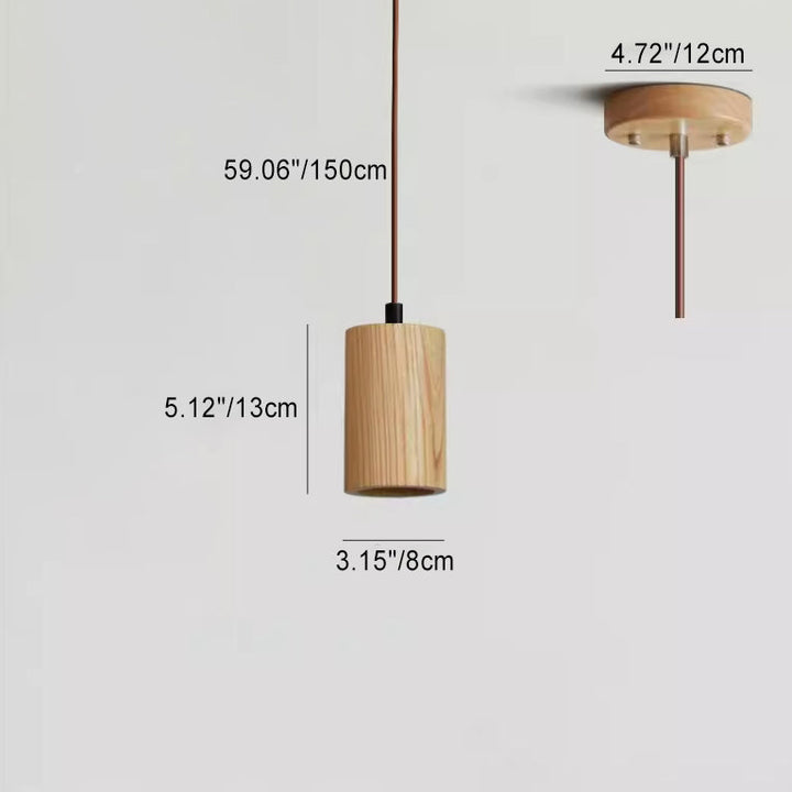 Simple Cylindrical Wooden Pendant Light
