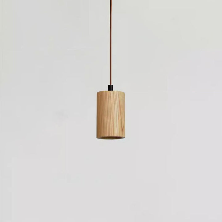 Simple Cylindrical Wooden Pendant Light