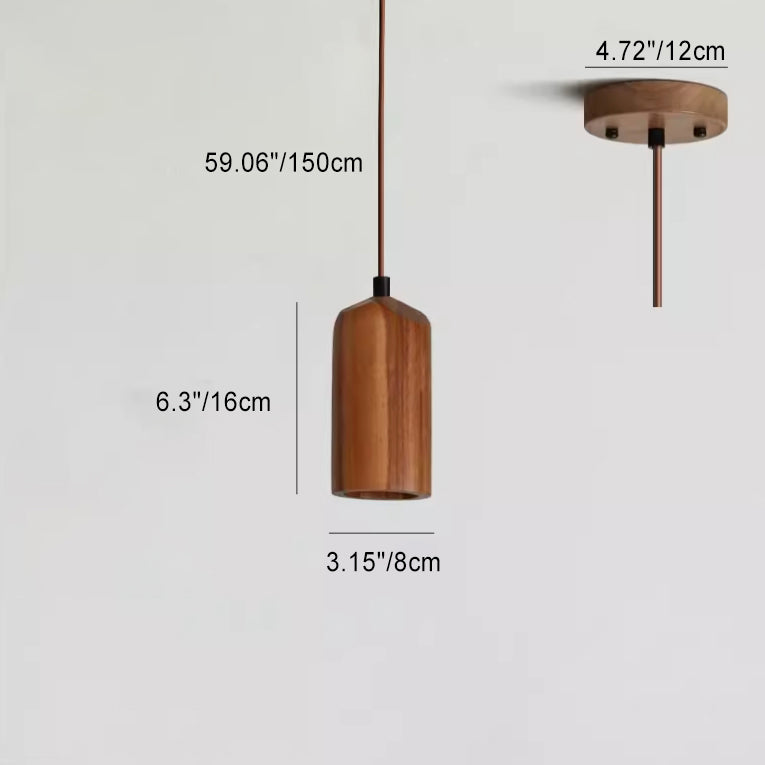 Simple Cylindrical Wooden Pendant Light