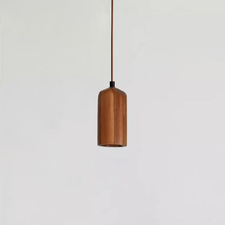 Simple Cylindrical Wooden Pendant Light