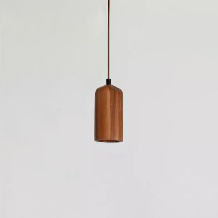 Simple Cylindrical Wooden Pendant Light