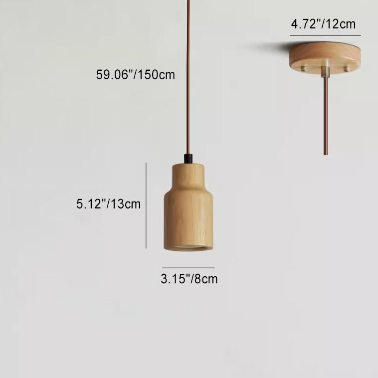 Simple Cylindrical Wooden Pendant Light