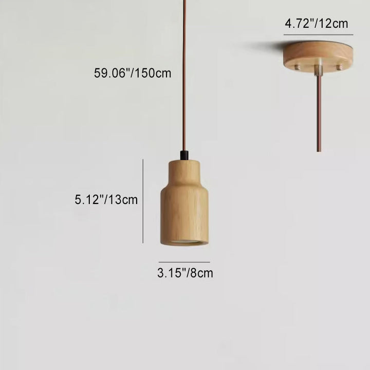 Simple Cylindrical Wooden Pendant Light