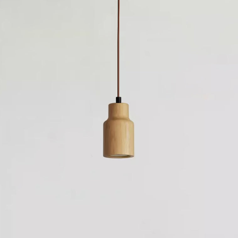 Simple Cylindrical Wooden Pendant Light