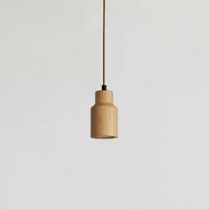 Simple Cylindrical Wooden Pendant Light