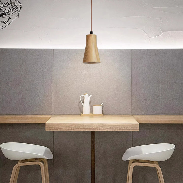 Simple Cylindrical Wooden Pendant Light