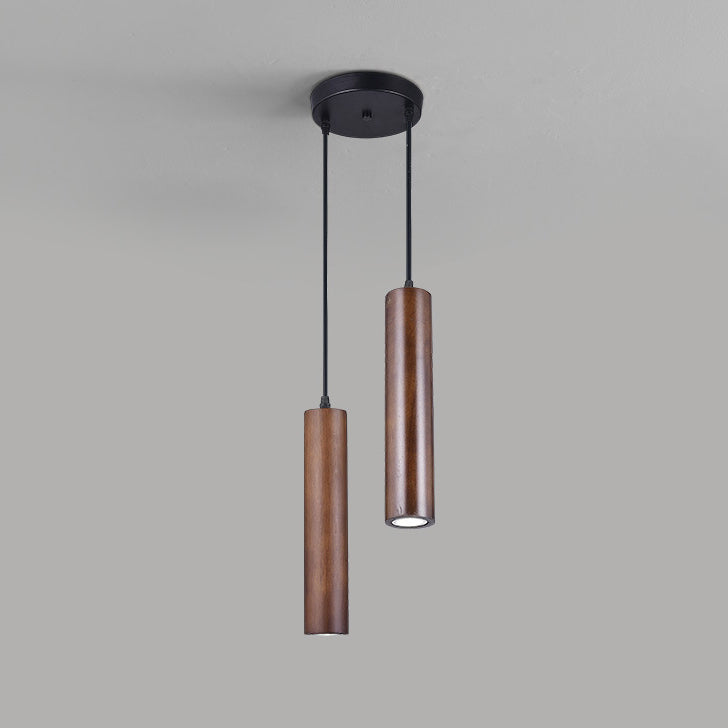 Minimalist Cylinder Wood LED Pendant Light