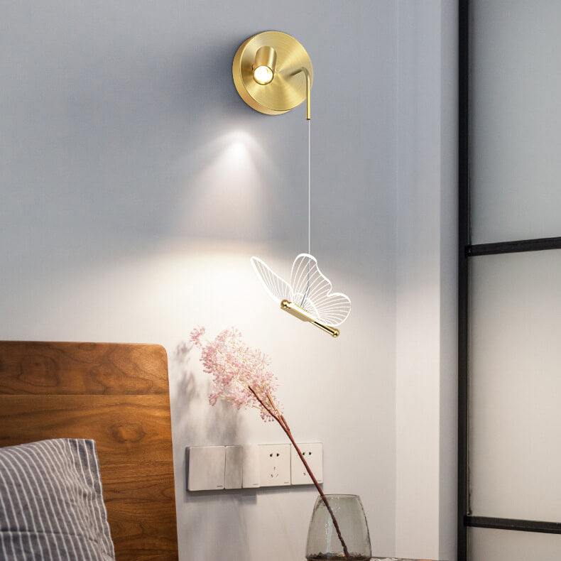 Contemporary Creative Iron Acrylic Butterfly Spotlight Design LED Wall Sconce Lamp for Living Room