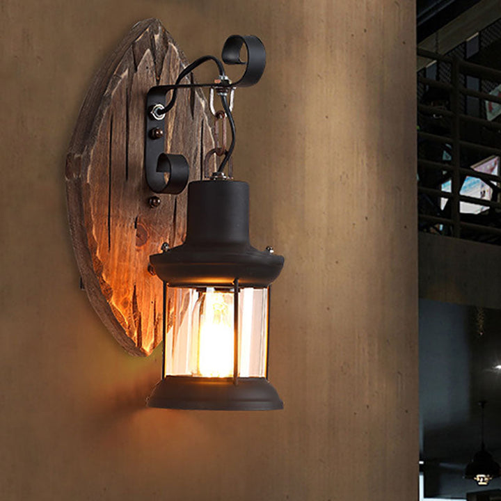 Traditional Disc Wood Wall Sconce