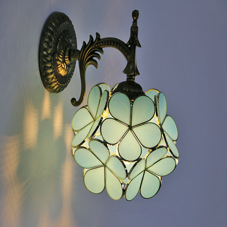 Vintage Flower Glass Wall Sconce